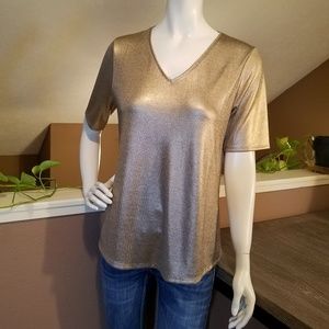 Chico's Copper Silky Dress Blouse Sz 1